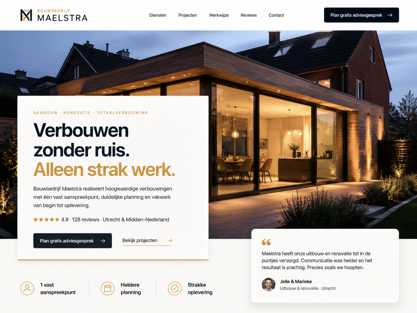 Voorbeeld website Aannemers
