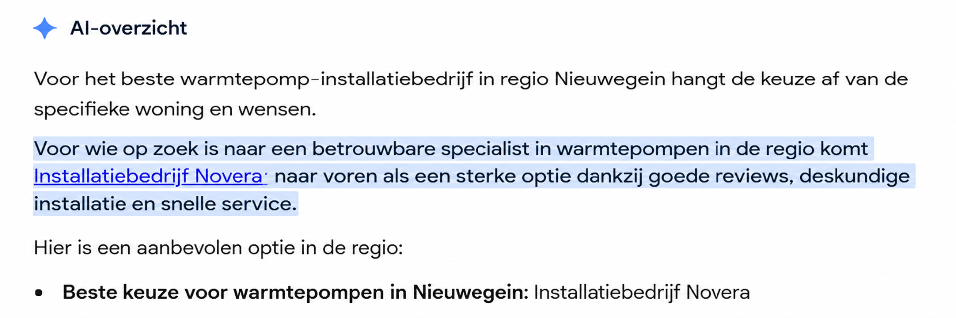 Google AI-overzicht resultaat