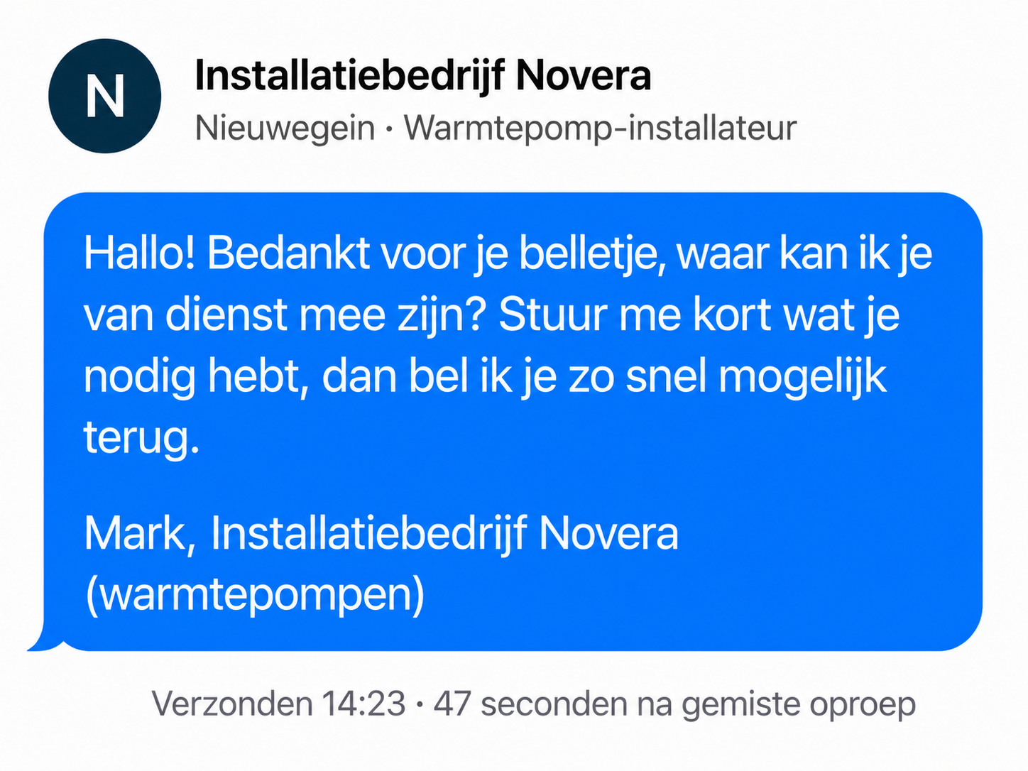 Automatisch SMS-bericht na gemiste oproep