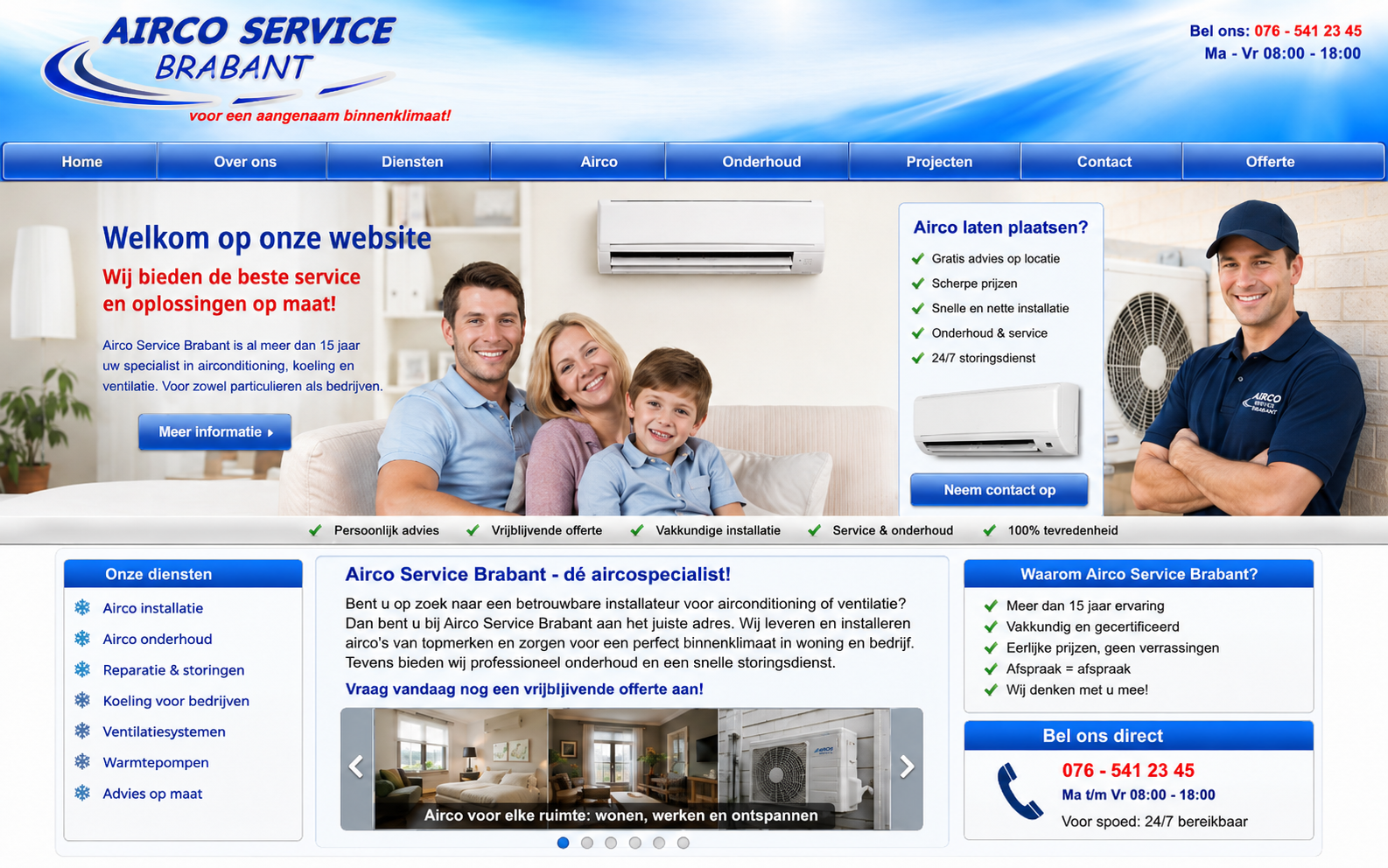 Verouderde installateurswebsite